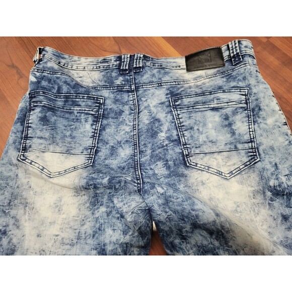 Smoke Rise Men’s Blue Acid Wash Tie Dye Jean Shorts - 40(Inseam 13") - Picture 6 of 8